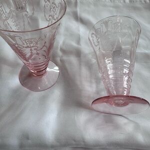 5 piece Cambridge Depression Glass tumblers in Pink Cleo pattern